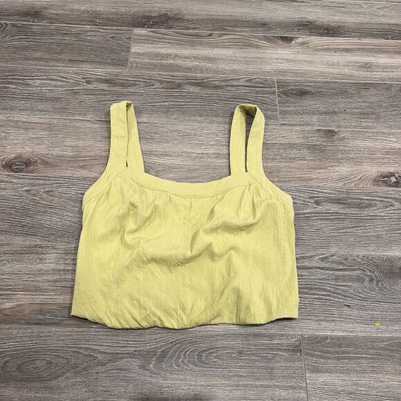 Free People Cropped Tank Top| Lime Smocked Back| Size Small - Picture 3 of 7